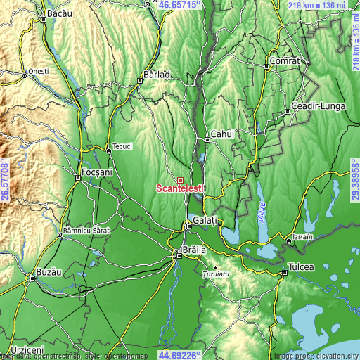 Topographic map of Scânteiești