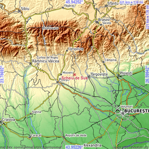 Topographic map of Scheiu de Sus