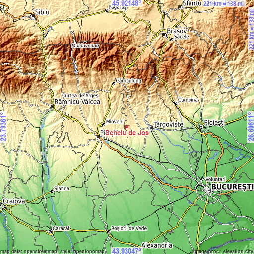 Topographic map of Scheiu de Jos