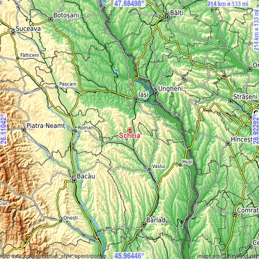 Topographic map of Şcheia