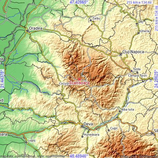 Topographic map of Scărişoara