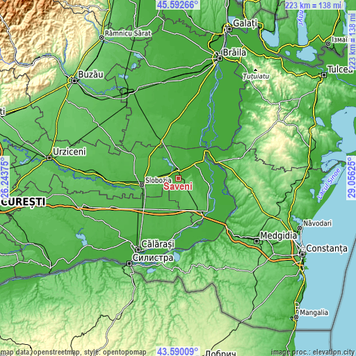 Topographic map of Săveni