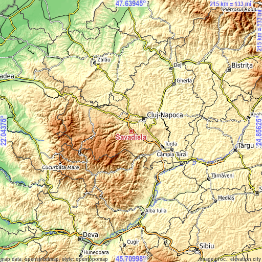 Topographic map of Săvădisla