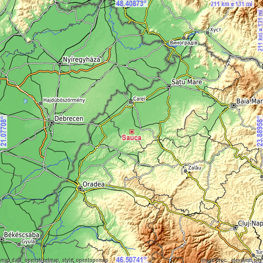 Topographic map of Săuca