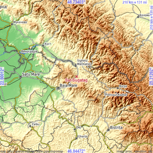 Topographic map of Sat-Șugatag