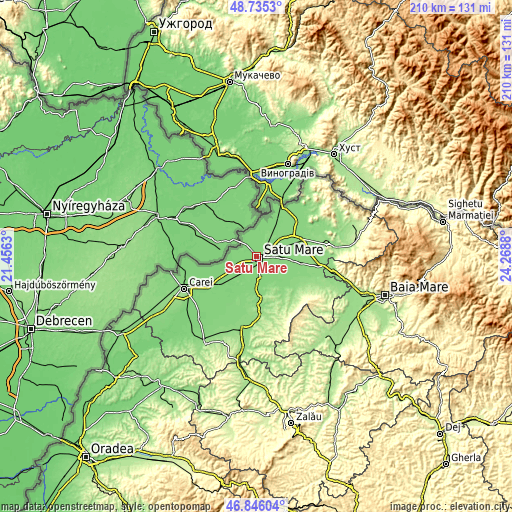Topographic map of Satu Mare