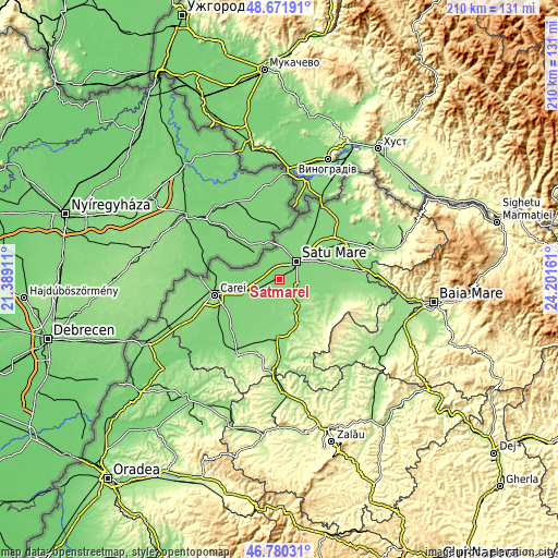 Topographic map of Sătmărel