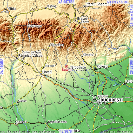 Topographic map of Săteni