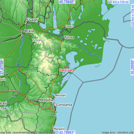 Topographic map of Sălcioara