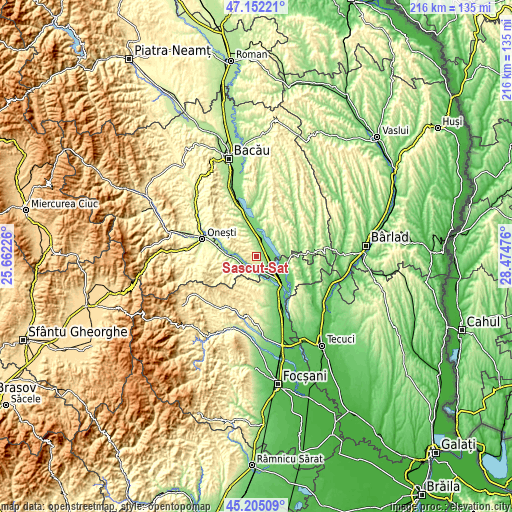 Topographic map of Sascut-Sat