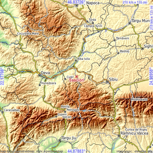 Topographic map of Săsciori