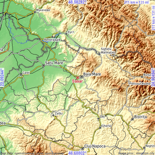 Topographic map of Săsar