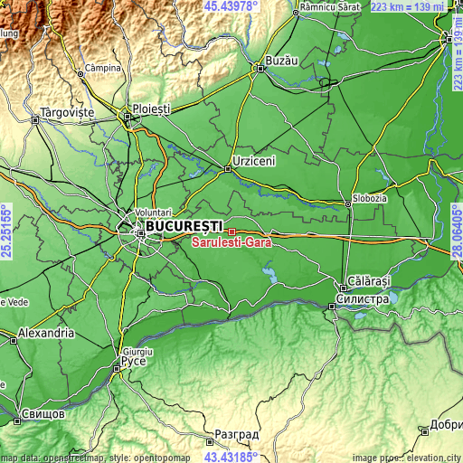 Topographic map of Sărulești-Gară