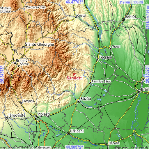 Topographic map of Săruleşti