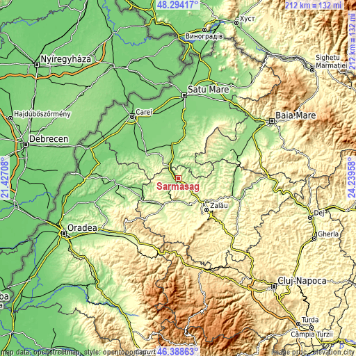 Topographic map of Şărmăşag