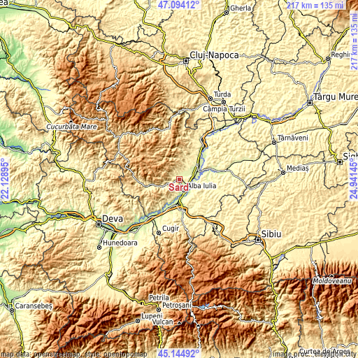 Topographic map of Șard