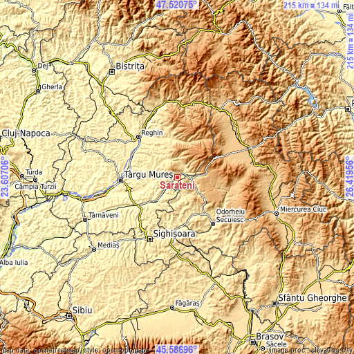 Topographic map of Sărățeni