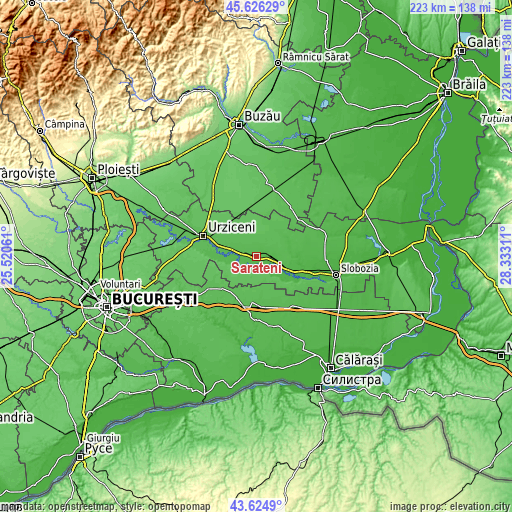 Topographic map of Sărățeni