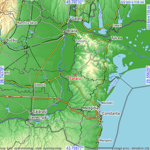 Topographic map of Saraiu