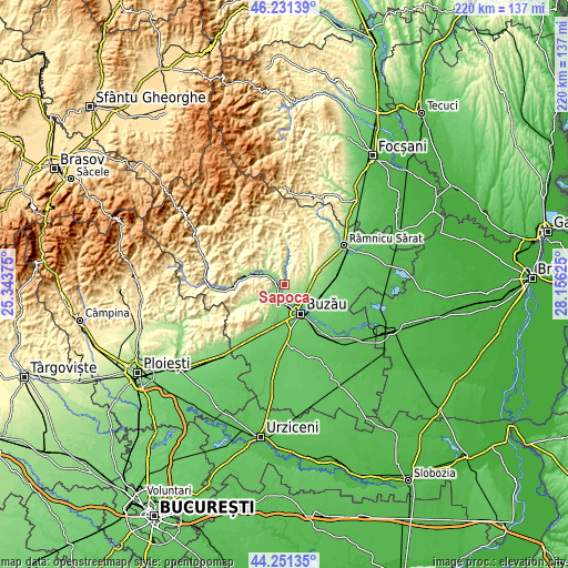 Topographic map of Săpoca