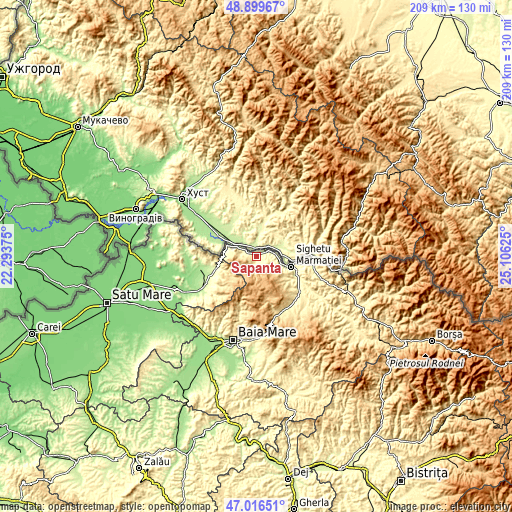 Topographic map of Săpânţa