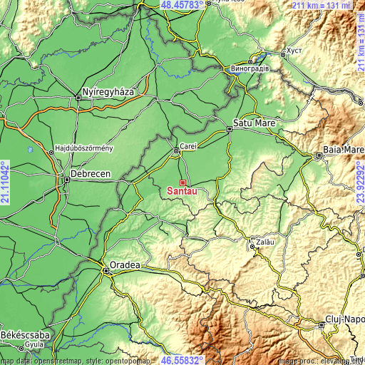 Topographic map of Santău