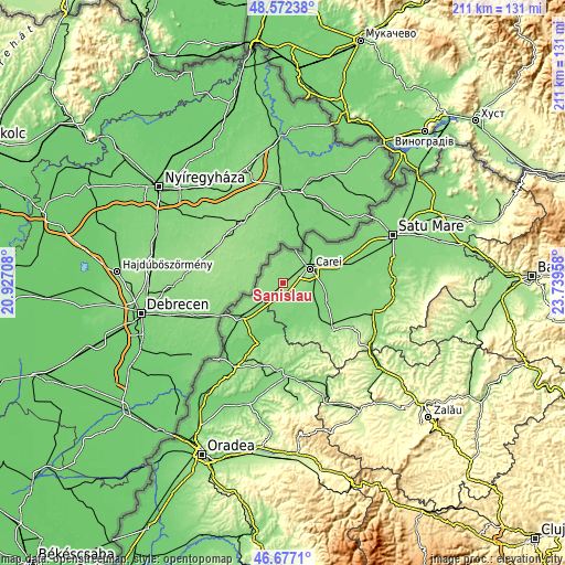 Topographic map of Sanislău