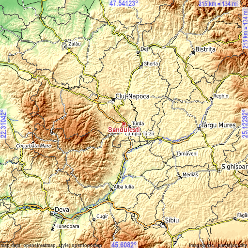 Topographic map of Sănduleşti