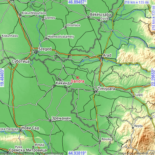 Topographic map of Şandra