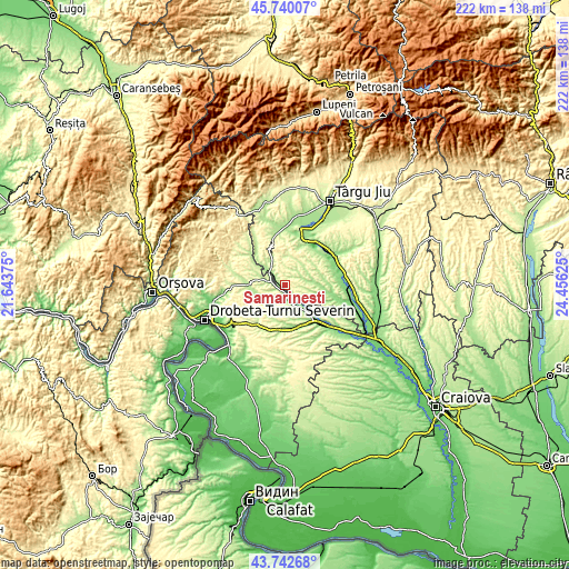 Topographic map of Samarineşti