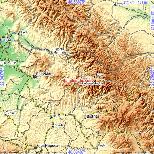 Topographic map of Săliştea de Sus