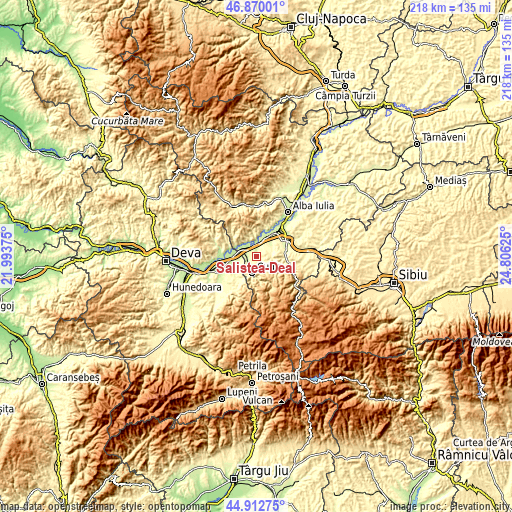 Topographic map of Săliştea-Deal