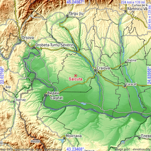 Topographic map of Sălcuţa