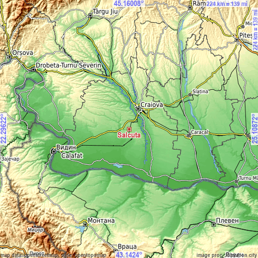 Topographic map of Sălcuța