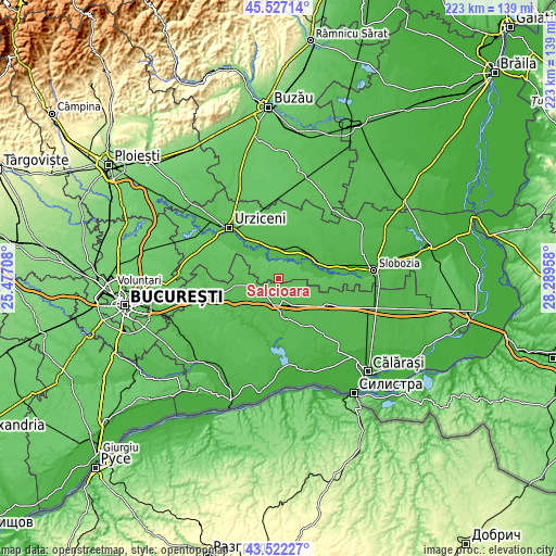 Topographic map of Sălcioara