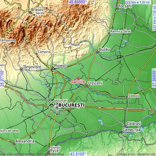 Topographic map of Sălciile