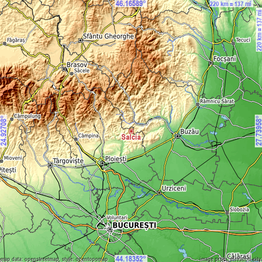 Topographic map of Salcia