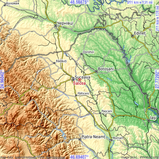 Topographic map of Salcea