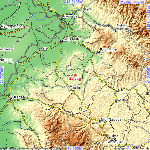 Topographic map of Sălăţig