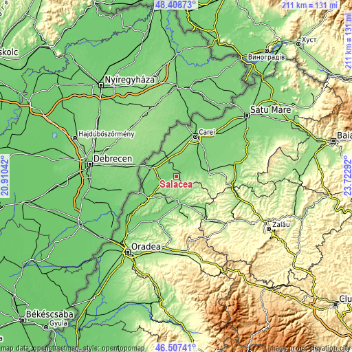 Topographic map of Sălacea