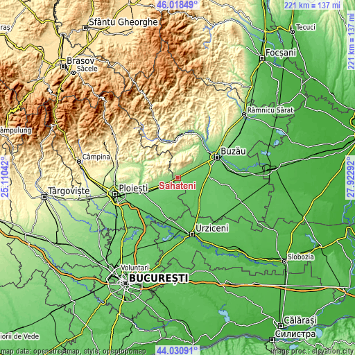 Topographic map of Săhăteni