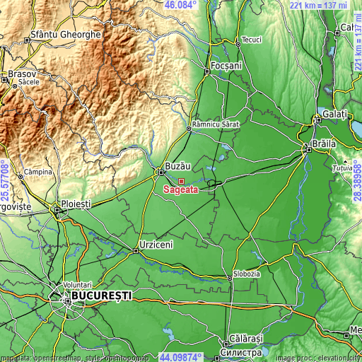 Topographic map of Săgeata