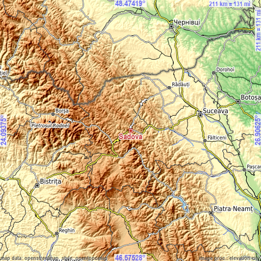 Topographic map of Sadova