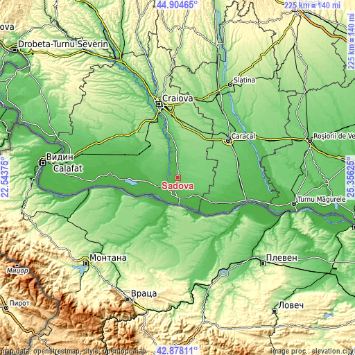 Topographic map of Sadova