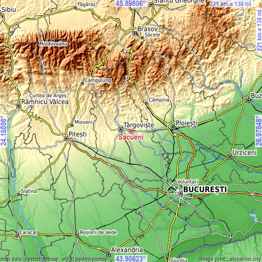 Topographic map of Săcueni