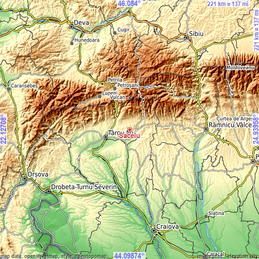 Topographic map of Săcelu