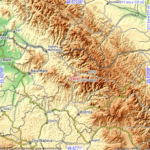 Topographic map of Săcel