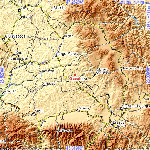 Topographic map of Săcel