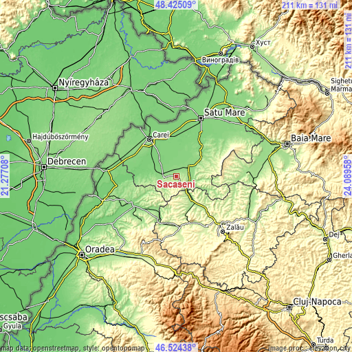 Topographic map of Săcăşeni