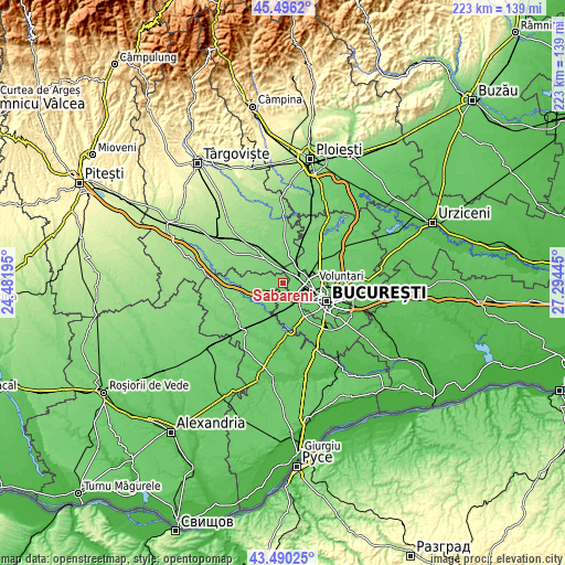 Topographic map of Săbăreni